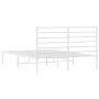 Metal bed frame with white headboard 150x200 cm by vidaXL, Beds and slatted bases - Ref: Foro24-352370, Price: 103,09 €, Disc...