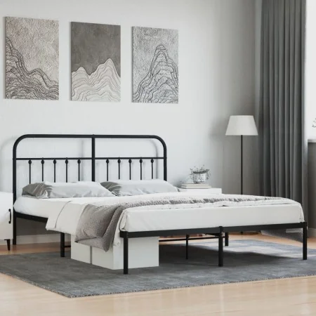 Bettgestell mit schwarzem Metallkopfteil 183x213 cm von vidaXL, Betten und Lattenroste - Ref: Foro24-352583, Preis: 123,82 €,...