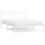 Metal bed frame with white headboard 135x190 cm by vidaXL, Beds and slatted bases - Ref: Foro24-352528, Price: 93,79 €, Disco...