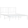 Metal bed frame with white headboard 135x190 cm by vidaXL, Beds and slatted bases - Ref: Foro24-352528, Price: 93,79 €, Disco...