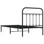 Bed frame with black metal headboard 90x200 cm by vidaXL, Beds and slatted bases - Ref: Foro24-352571, Price: 77,44 €, Discou...