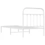 Metal bed frame with white headboard 90x190 cm by vidaXL, Beds and slatted bases - Ref: Foro24-352619, Price: 67,45 €, Discou...