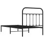 Bed frame with black metal headboard 90x190 cm by vidaXL, Beds and slatted bases - Ref: Foro24-352570, Price: 75,48 €, Discou...