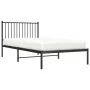Bed frame with black metal headboard 100x200 cm by vidaXL, Beds and slatted bases - Ref: Foro24-350859, Price: 81,43 €, Disco...