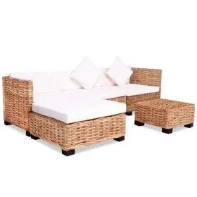 Juego de sofás de 14 piezas ratán natural de vidaXL, Sofás - Ref: Foro24-244626, Precio: 853,11 €, Descuento: %