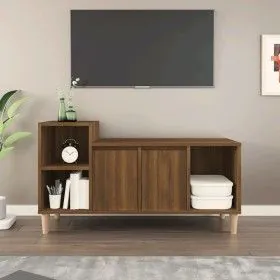 Brown oak plywood TV stand 100x35x55 cm by vidaXL, TV Furniture - Ref: Foro24-821179, Price: 55,36 €, Discount: %