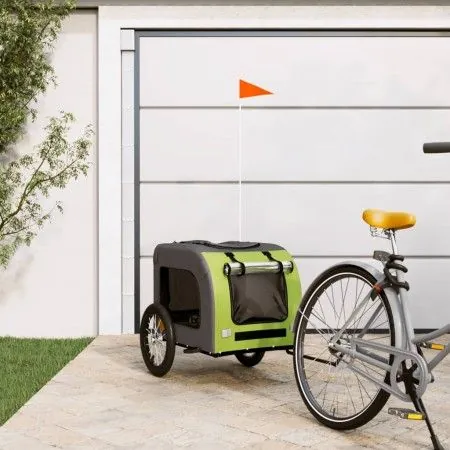 Pet Bicycle Trailer Iron Oxford Cloth Green Gray by vidaXL, pet strollers - Ref: Foro24-93836, Price: 102,73 €, Discount: %