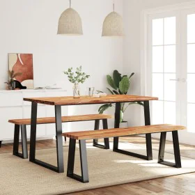 Live Edge Dining Set 3 Piece Solid Acacia Wood by vidaXL, Furniture sets for kitchens and dining rooms - Ref: Foro24-3157525,...