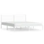 White metal bed frame with headboard 200x200 cm by vidaXL, Beds and slatted bases - Ref: Foro24-352375, Price: 107,19 €, Disc...