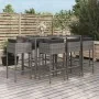 Garden table and high stools 9 pieces with gray PE rattan cushions by vidaXL, Garden sets - Ref: Foro24-3200654, Price: 729,0...