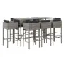 Garden table and high stools 9 pieces with gray PE rattan cushions by vidaXL, Garden sets - Ref: Foro24-3200654, Price: 729,0...