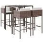 Garden table and high stools 5 pieces and brown PE rattan cushions by vidaXL, Garden sets - Ref: Foro24-3200655, Price: 405,1...