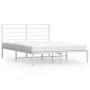 Metal bed frame with white headboard 135x190 cm by vidaXL, Beds and slatted bases - Ref: Foro24-352367, Price: 99,60 €, Disco...