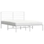 Estructura de cama de metal con cabecero blanca 135x190 cm de vidaXL, Camas y somieres - Ref: Foro24-352367, Precio: 99,51 €,...