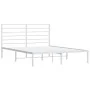 Metal bed frame with white headboard 135x190 cm by vidaXL, Beds and slatted bases - Ref: Foro24-352367, Price: 99,60 €, Disco...