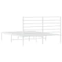 Estructura de cama de metal con cabecero blanca 135x190 cm de vidaXL, Camas y somieres - Ref: Foro24-352367, Precio: 99,51 €,...
