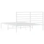 Metal bed frame with white headboard 135x190 cm by vidaXL, Beds and slatted bases - Ref: Foro24-352367, Price: 99,60 €, Disco...