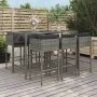 Garden table and high stools and cushions 7 pieces gray PE rattan by vidaXL, Garden sets - Ref: Foro24-3200653, Price: 584,41...