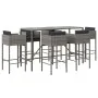Garden table and high stools and cushions 7 pieces gray PE rattan by vidaXL, Garden sets - Ref: Foro24-3200653, Price: 584,41...