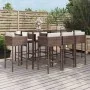 Gartentisch und Hochhocker 9-teilig und braune PE-Rattankissen von vidaXL, Gartensets - Ref: Foro24-3200650, Preis: 735,57 €,...