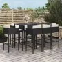 Garden table and high stools 9 pieces and black PE rattan cushions by vidaXL, Garden sets - Ref: Foro24-3200652, Price: 716,1...