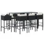 Garden table and high stools 9 pieces and black PE rattan cushions by vidaXL, Garden sets - Ref: Foro24-3200652, Price: 716,1...