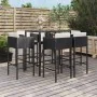 Garden table and high stools and cushions 7 pieces black PE rattan by vidaXL, Garden sets - Ref: Foro24-3200658, Price: 559,2...