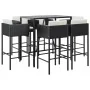 Garden table and high stools and cushions 7 pieces black PE rattan by vidaXL, Garden sets - Ref: Foro24-3200658, Price: 559,2...