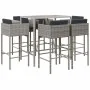 Mesa y taburetes altos jardín y cojines 7 pzas ratán PE gris de vidaXL, Conjuntos de jardín - Ref: Foro24-3200660, Precio: 57...