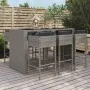 Gartentisch und Hochhocker und Kissen 7 Stück graues PE-Rattan von vidaXL, Gartensets - Ref: Foro24-3200665, Preis: 649,64 €,...