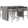 Garden table and high stools and cushions 7 pieces gray PE rattan by vidaXL, Garden sets - Ref: Foro24-3200665, Price: 642,72...