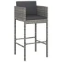 Garden table and high stools and cushions 7 pieces gray PE rattan by vidaXL, Garden sets - Ref: Foro24-3200665, Price: 642,72...