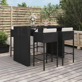 Garden table and high stools 5 pieces and black PE rattan cushions by vidaXL, Garden sets - Ref: Foro24-3200667, Price: 518,7...