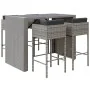 Garten Hoch Tisch und Hocker 5 Stück und Kissen PE Rattan Grau von vidaXL, Gartensets - Ref: Foro24-3200668, Preis: 530,84 €,...