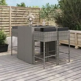 5-teiliger Gartentisch und hohe Hocker mit grauen PE-Rattankissen von vidaXL, Gartensets - Ref: Foro24-3200671, Preis: 476,24...