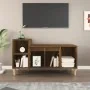 Brown oak plywood TV stand 100x35x55 cm by vidaXL, TV Furniture - Ref: Foro24-821179, Price: 55,36 €, Discount: %