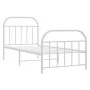 Metal bed frame with headboard and footboard white 80x200 cm by vidaXL, Beds and slatted bases - Ref: Foro24-353693, Price: 7...