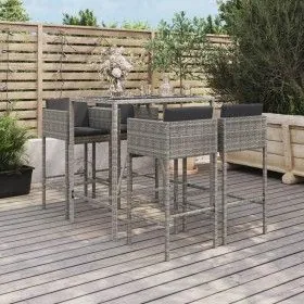 5-piece garden table and high stools with gray PE rattan cushions by vidaXL, Garden sets - Ref: Foro24-3200659, Price: 416,49...