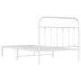 Metal bed frame with white headboard 107x203 cm by vidaXL, Beds and slatted bases - Ref: Foro24-352623, Price: 81,97 €, Disco...