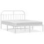 Estructura de cama de metal con cabecero blanca 140x190 cm de vidaXL, Camas y somieres - Ref: Foro24-353684, Precio: 96,11 €,...