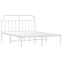 Estructura de cama de metal con cabecero blanca 140x190 cm de vidaXL, Camas y somieres - Ref: Foro24-353684, Precio: 96,11 €,...