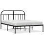 Bed frame with black metal headboard 150x200 cm by vidaXL, Beds and slatted bases - Ref: Foro24-353637, Price: 116,52 €, Disc...
