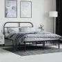 Bed frame with black metal headboard 150x200 cm by vidaXL, Beds and slatted bases - Ref: Foro24-353637, Price: 116,52 €, Disc...