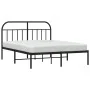 Bed frame with black metal headboard 150x200 cm by vidaXL, Beds and slatted bases - Ref: Foro24-353637, Price: 116,52 €, Disc...