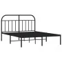 Bed frame with black metal headboard 150x200 cm by vidaXL, Beds and slatted bases - Ref: Foro24-353637, Price: 116,52 €, Disc...