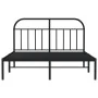Bed frame with black metal headboard 150x200 cm by vidaXL, Beds and slatted bases - Ref: Foro24-353637, Price: 116,52 €, Disc...