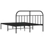 Bed frame with black metal headboard 150x200 cm by vidaXL, Beds and slatted bases - Ref: Foro24-353637, Price: 116,52 €, Disc...