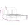 Bed frame with black metal headboard 150x200 cm by vidaXL, Beds and slatted bases - Ref: Foro24-353637, Price: 116,52 €, Disc...