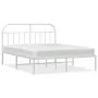 Estructura de cama de metal con cabecero blanco 183x213 cm de vidaXL, Camas y somieres - Ref: Foro24-353689, Precio: 105,63 €...