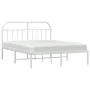 Metal bed frame with white headboard 183x213 cm by vidaXL, Beds and slatted bases - Ref: Foro24-353689, Price: 105,63 €, Disc...
